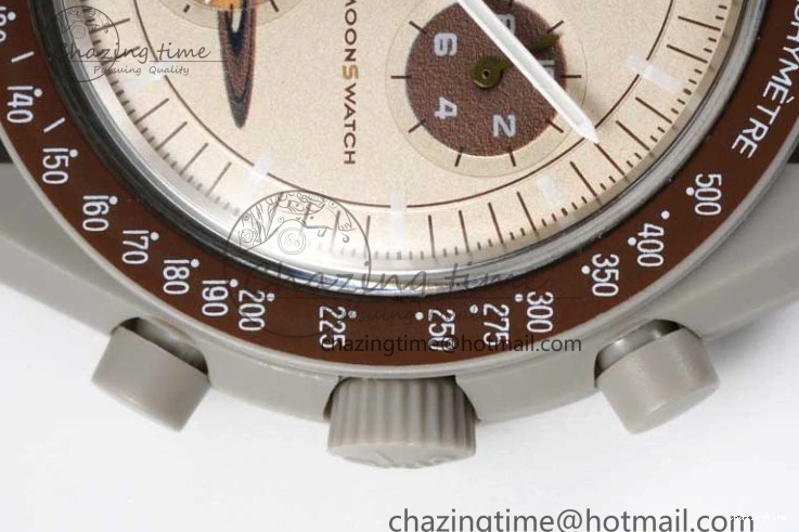 0427 Speedmaster Misson To Saturn 1:1 Best Edition Beige Dial On Nylon Strap Quartz Casual 7861